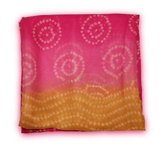 Pink and Mustard Bandhani dupatta