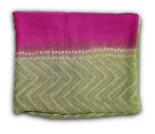 Green and Pink Bandhej Dupatta