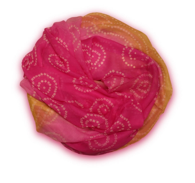 Pink and Mustard Bandhani dupatta